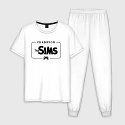 Пижама хлопковая мужская The Sims Gaming Champion: рамка с лого и джойстико, цвет: белый
