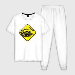 Пижама хлопковая мужская Знак Дрифт желтый, цвет: белый