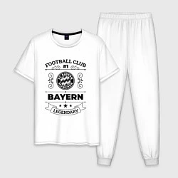 Пижама хлопковая мужская Bayern: Football Club Number 1 Legendary, цвет: белый
