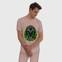 Пижама хлопковая мужская SKULL TOXIC, цвет: пыльно-розовый — фото 2