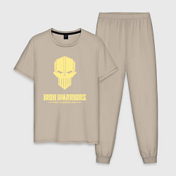 Пижама хлопковая мужская Железные воины лого винтаж, цвет: миндальный