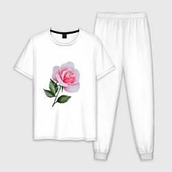Пижама хлопковая мужская Gentle Rose, цвет: белый