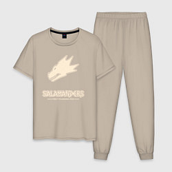 Пижама хлопковая мужская Саламандры лого винтаж, цвет: миндальный