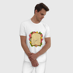Пижама хлопковая мужская Сочный бутер, цвет: белый — фото 2