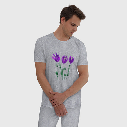 Мужская пижама Flowers purple white light / Меланж – фото 3