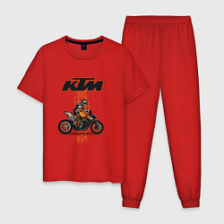 Пижама хлопковая мужская KTM Moto theme, цвет: красный