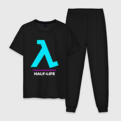 Пижама хлопковая мужская Символ Half-Life в неоновых цветах, цвет: черный