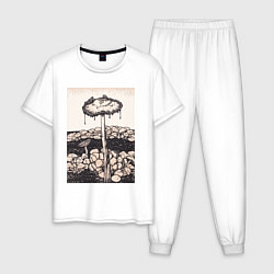 Пижама хлопковая мужская Dripping Mushroom, цвет: белый
