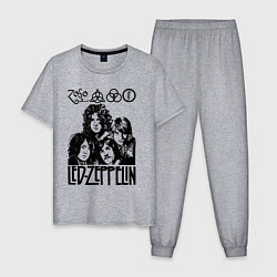 Пижама хлопковая мужская Led Zeppelin Black, цвет: меланж