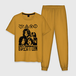 Пижама хлопковая мужская Led Zeppelin Black, цвет: горчичный