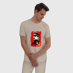 Пижама хлопковая мужская СССР - Сталин, цвет: миндальный — фото 2