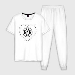 Пижама хлопковая мужская Лого Borussia в сердечке, цвет: белый
