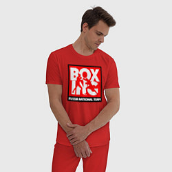 Пижама хлопковая мужская Boxing team russia, цвет: красный — фото 2