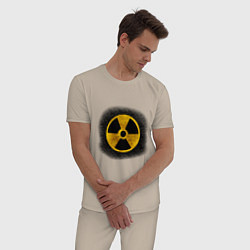 Пижама хлопковая мужская Знак радиоактивность, цвет: миндальный — фото 2