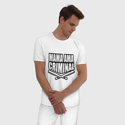 Пижама хлопковая мужская Mama ama criminal, цвет: белый — фото 2