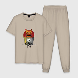 Пижама хлопковая мужская Stray - Cat, цвет: миндальный