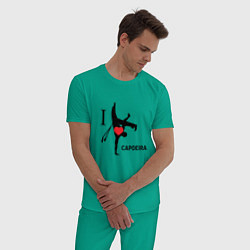 Пижама хлопковая мужская I LOVE CAPOEIRA, цвет: зеленый — фото 2