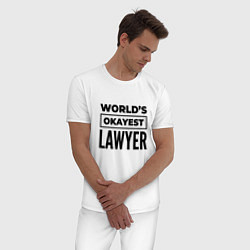 Пижама хлопковая мужская The worlds okayest lawyer, цвет: белый — фото 2