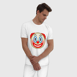 Пижама хлопковая мужская Эмодзи Клоун, цвет: белый — фото 2
