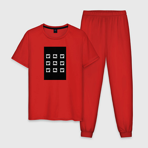 Мужская пижама Девять пустых сердец заплаток / Красный – фото 1