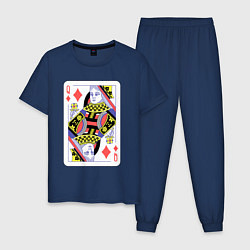 Пижама хлопковая мужская Игральная карта - Дама - Королева, цвет: тёмно-синий