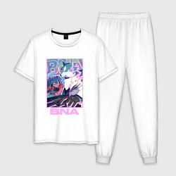 Пижама хлопковая мужская Shirou and Michiru - Brand new animal, цвет: белый