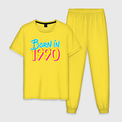 Пижама хлопковая мужская Родился в 1990 году, цвет: желтый