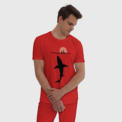 Пижама хлопковая мужская ОПАСНАЯ РЫБАЛКА, цвет: красный — фото 2