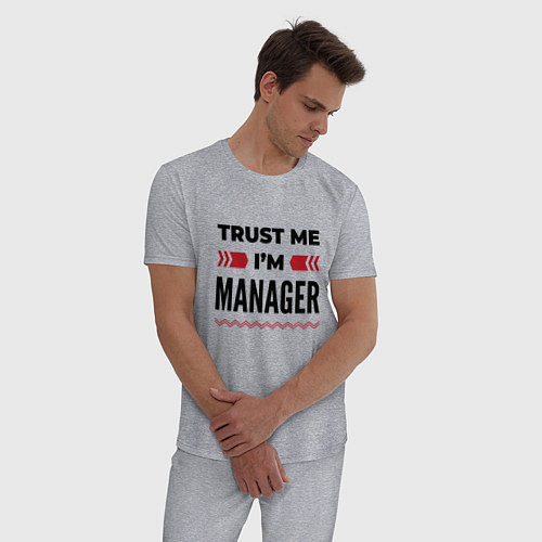 Мужская пижама Trust me - Im manager / Меланж – фото 3