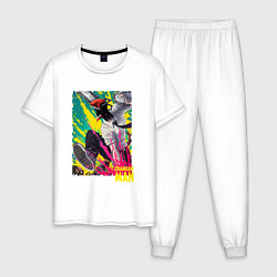 Пижама хлопковая мужская Denji art, цвет: белый