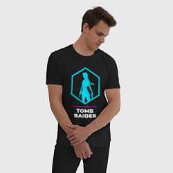 Пижама хлопковая мужская Символ Tomb Raider в неоновых цветах, цвет: черный — фото 2