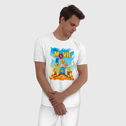 Пижама хлопковая мужская The Simpsons movie - семейка прячется от пожара на, цвет: белый — фото 2