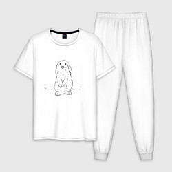 Пижама хлопковая мужская Милый Кролик карандашом, цвет: белый