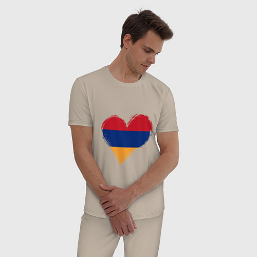 Мужская пижама Сердце - Армения / Миндальный – фото 3
