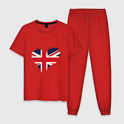Пижама хлопковая мужская Сердце - Британия, цвет: красный