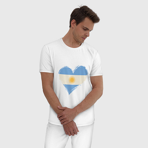 Мужская пижама Сердце - Аргентина / Белый – фото 3