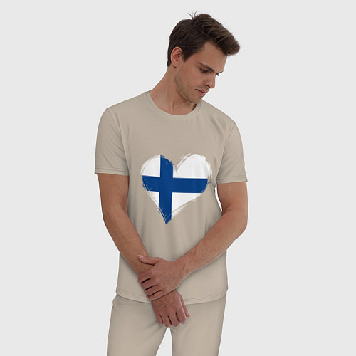 Мужская пижама Сердце - Финляндия / Миндальный – фото 3