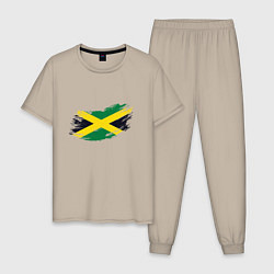 Пижама хлопковая мужская Jamaica Flag, цвет: миндальный
