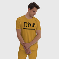 Пижама хлопковая мужская TCPIP Connecting people since 1972, цвет: горчичный — фото 2