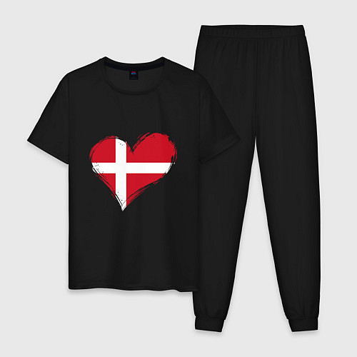 Мужская пижама Сердце - Дания / Черный – фото 1