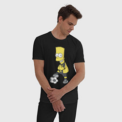 Пижама хлопковая мужская Барт Симпсон - крутой футбольный форвард, цвет: черный — фото 2