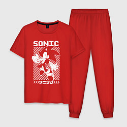 Пижама хлопковая мужская Sonic - game, цвет: красный