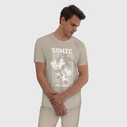 Пижама хлопковая мужская Sonic - game, цвет: миндальный — фото 2