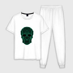 Пижама хлопковая мужская Skull in a microprocessor, цвет: белый