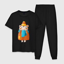 Пижама хлопковая мужская Медведица в шубе, цвет: черный
