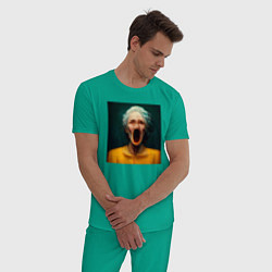 Пижама хлопковая мужская Портрет ужасной бабушки, цвет: зеленый — фото 2