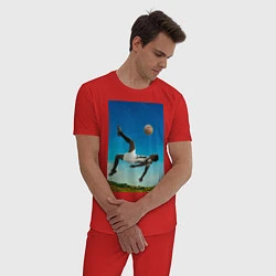 Пижама хлопковая мужская Удар Пеле, цвет: красный — фото 2