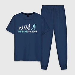 Пижама хлопковая мужская Эволюция в биатлон, цвет: тёмно-синий