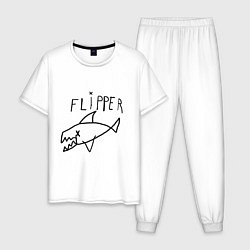 Пижама хлопковая мужская Kurt Cobain Flipper, цвет: белый
