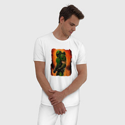 Пижама хлопковая мужская Doomguy 8 bit, цвет: белый — фото 2